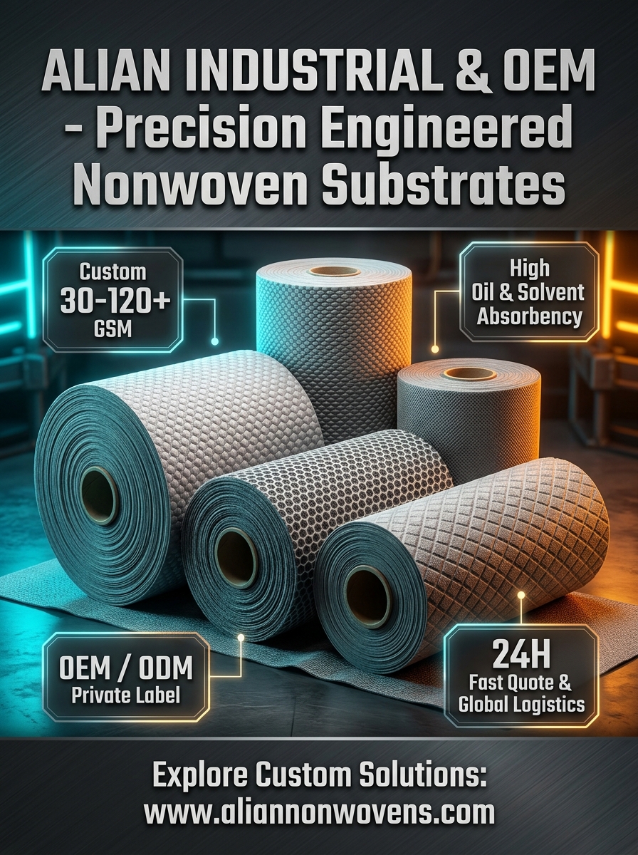 Industrial wiping nonwoven fabric rolls